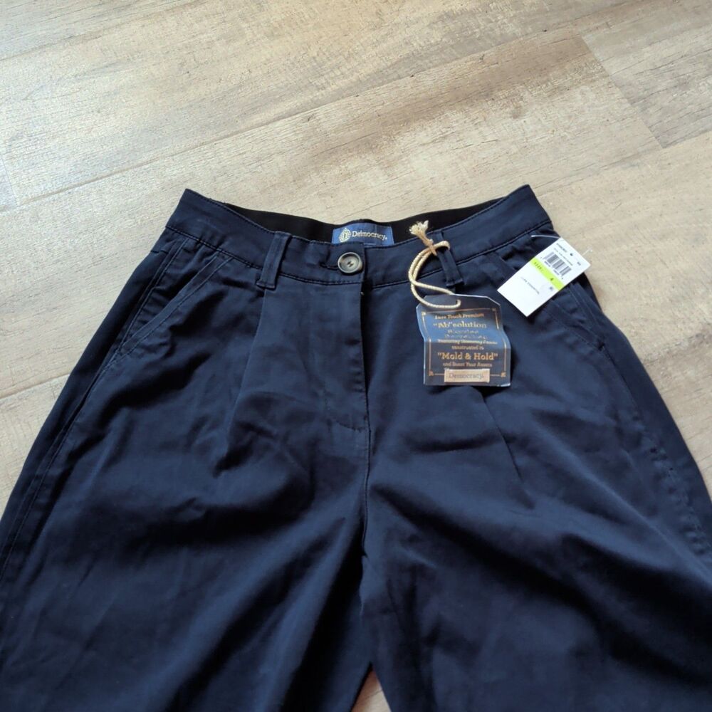 Democracy Ab"solution® Women's Skyrise Colored Trouser Pants Navy Blue Size 4 - Picture 2 of 8